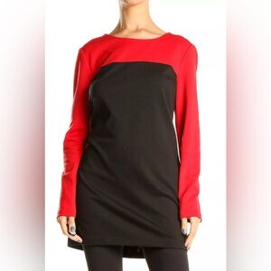 Michael Kors Red and Black Long Sleeve Dress